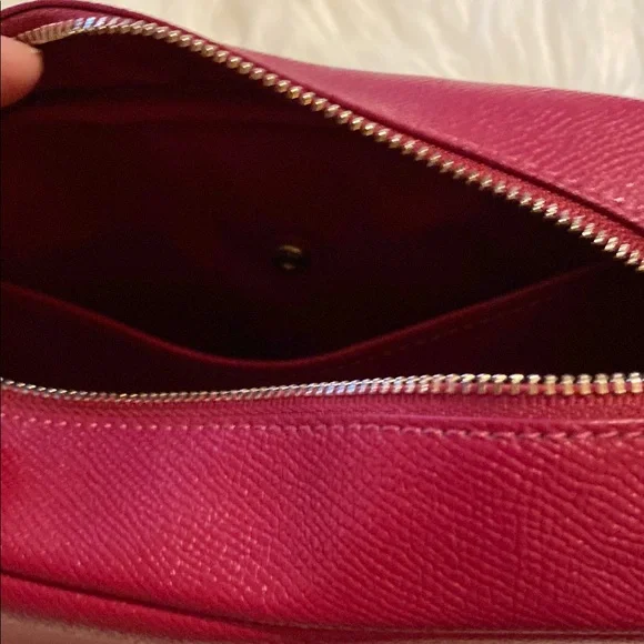 Coach Red Leather Cosmetic Bag in Dark Fuchsia F24707 - Picture 3 of 4